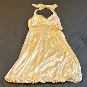 La Château yellow halter bubble dress